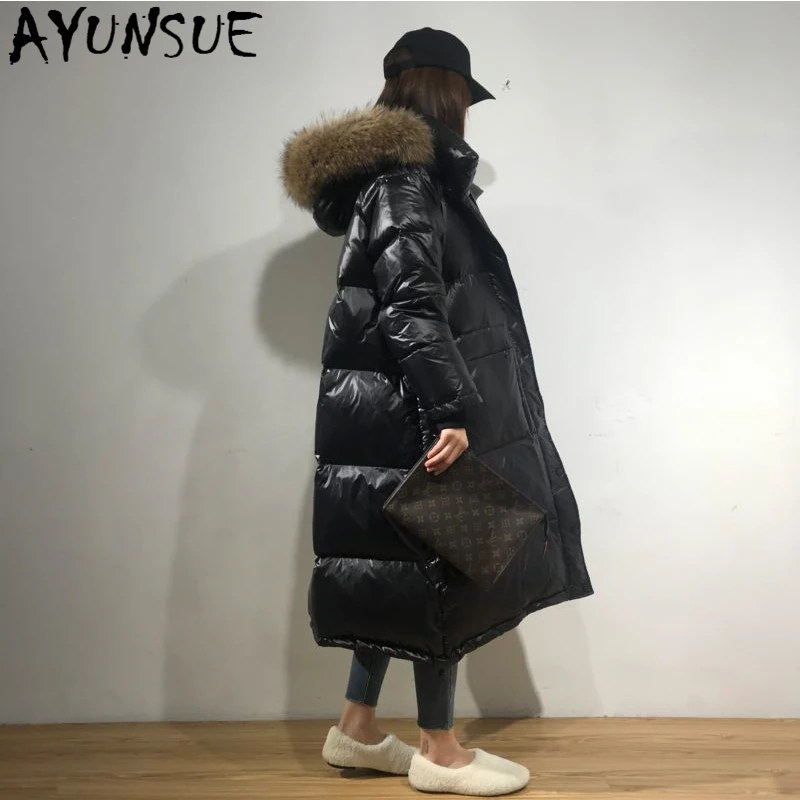 AYUNSUE Real Raccoon Fur Hooded Down Jacket Winter Coat Women Clothes 2020 Korean Long Coat Female Warm Parka Manteau Femme 9780