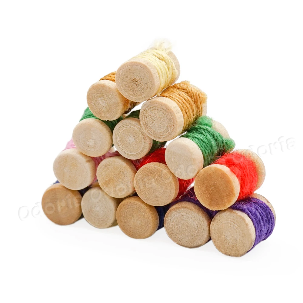 Odoria 1:12 Miniature 15Pcs Wooden Spools Thread Multicolored Sewing Tool Set Home Dollhouse Accessories Doll House Decoration