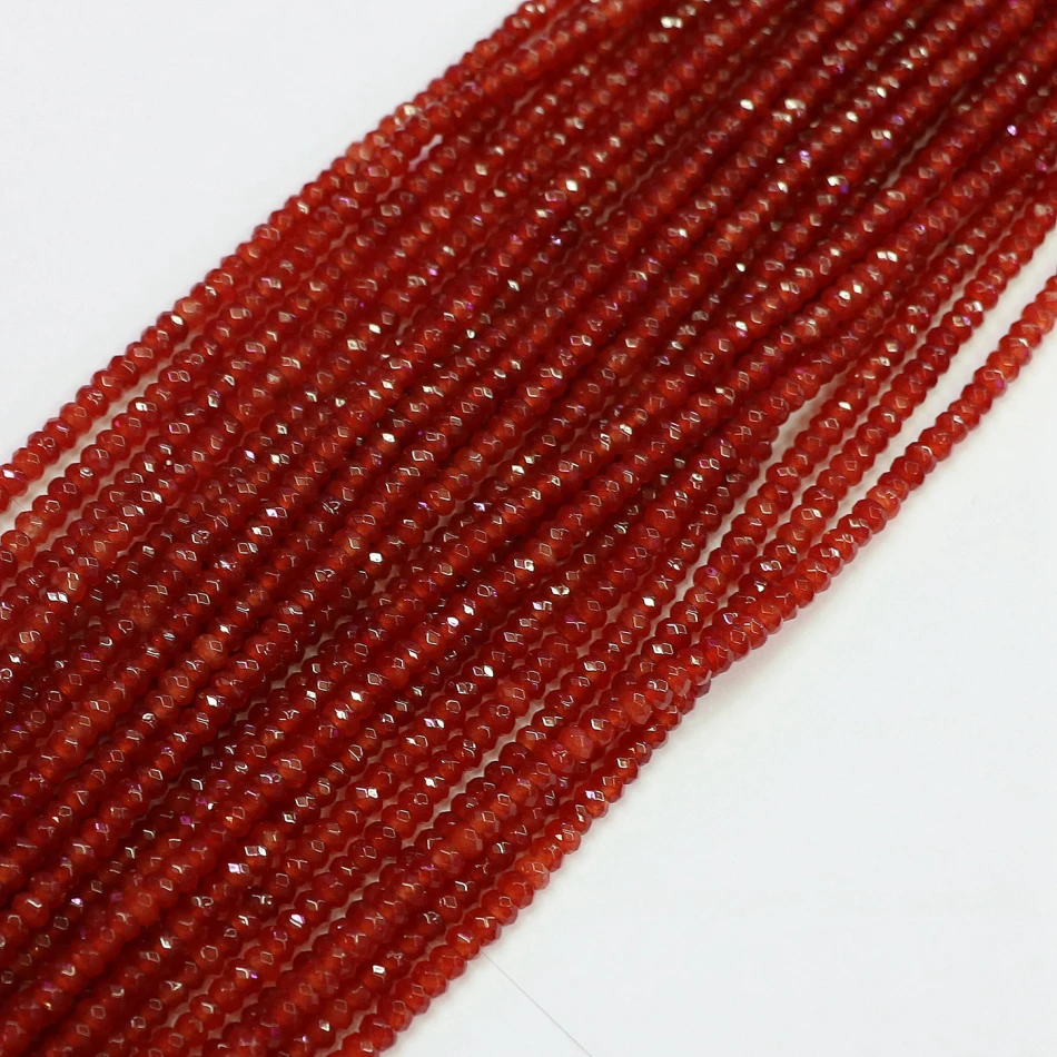 Fashion natural stone red Chalcedony carnelian agates new fashion onyx 2x4mm faceted abacus loose bead diy beautiful Jewelry 15\