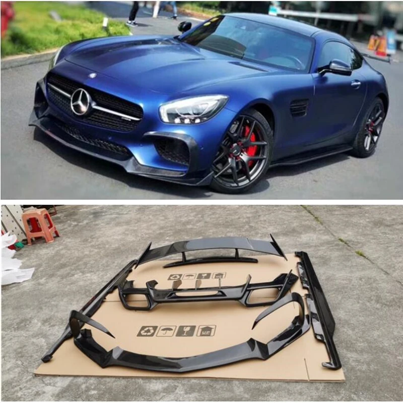 Real Carbon Fiber Front Rear Lip Diffuser Bumper Spoiler Side Skirt Kit For Mercedes-Benz AMG GT GTS GTC 2019 2020 2021 2022 23