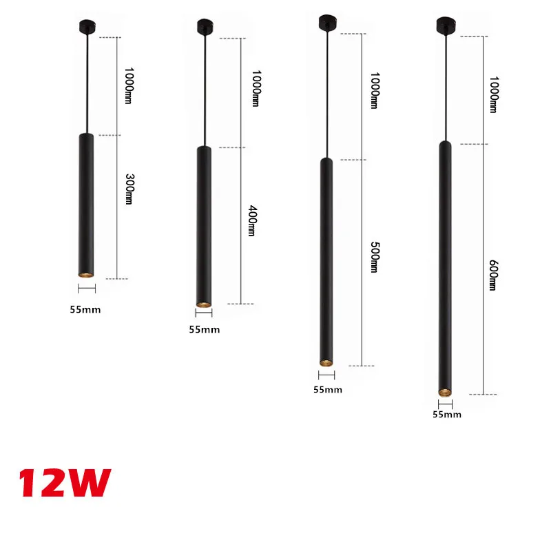 Nordic Long Tube Dimmable 7W 12W Pendant Lights Hanging Kitchen Light Length Adjustable Home Dining Room Lighting Lights