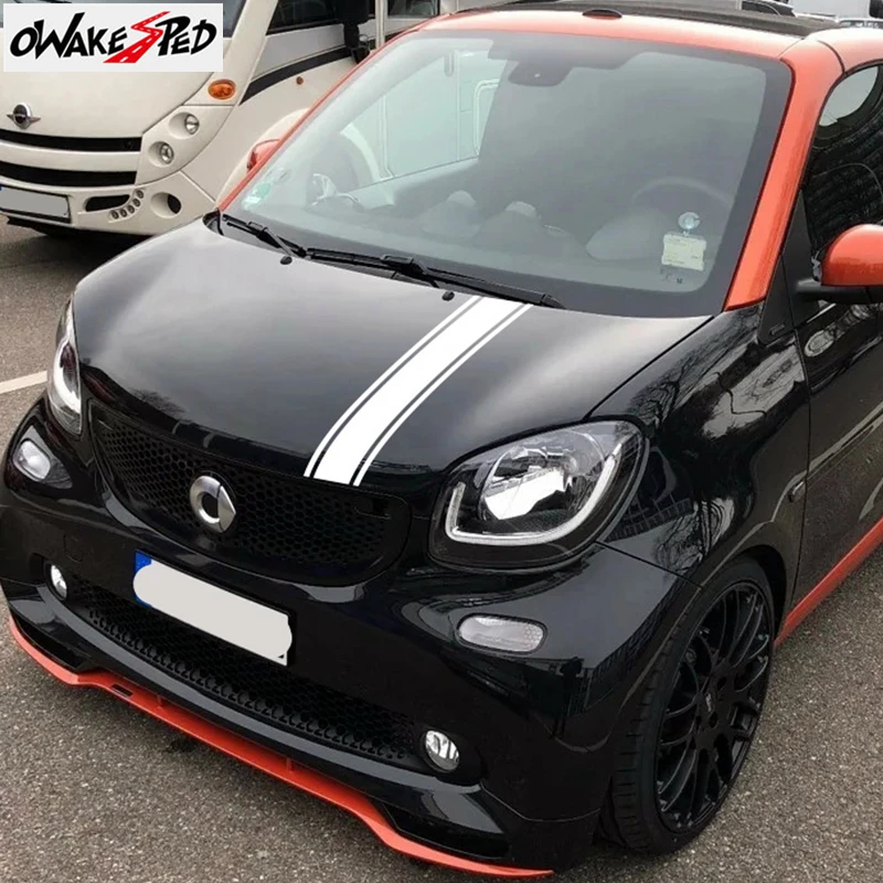 

Автомобильный капот, наклейка, авто крышка двигателя, декор, виниловая наклейка для Smart Fortwo Forfour Racing, спортивные полосы, автомобильные аксессуары