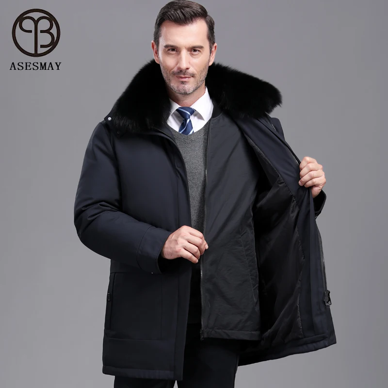 Asesmay 2021 New Arrival Men Winter Jacket White Duck Down Parkas Male Thicken Coat Fox Fur Collar Hooded Brand Clothing Outwear