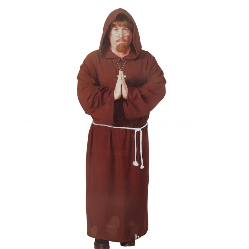 

Halloween Easter Adult Mens Friar Tuck Priest Costume Medieval Monk Christian Missionary Costumes Robe Fancy Dress