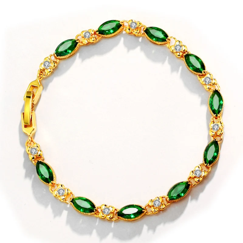 Ruby Bracelet Women's Fashion Gold Plated 24K Gold Sand Gold Imitation Crystal Jewelry Colorful Jewelry Stone Bracelet