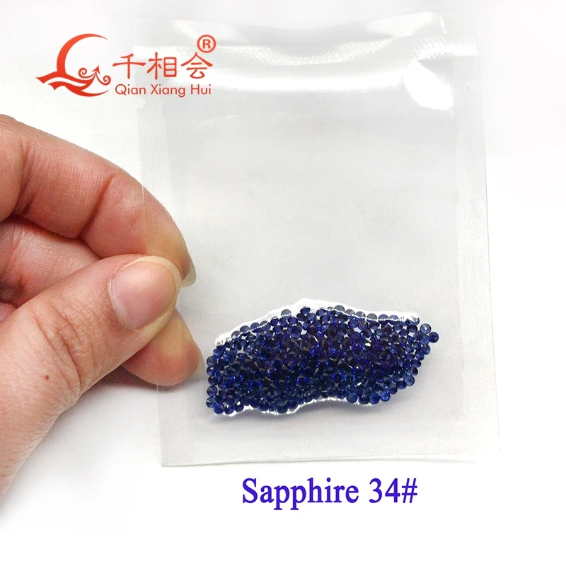 0.8mm to 2mm 34# 35# blue sapphire color round shape synthetic corundum 100pcs per bag for jewelry making