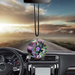 Car Ornament Pendant Metal Wheel Hub Flywheel Hanging Hip-hop Auto Interior Rear View Mirror Decoration Dangle Trim Accessories
