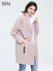 ZIAI 2022 women spring  long light blue classic style length trench coat with hooded Pocket ladies casual in stock ZS-7165