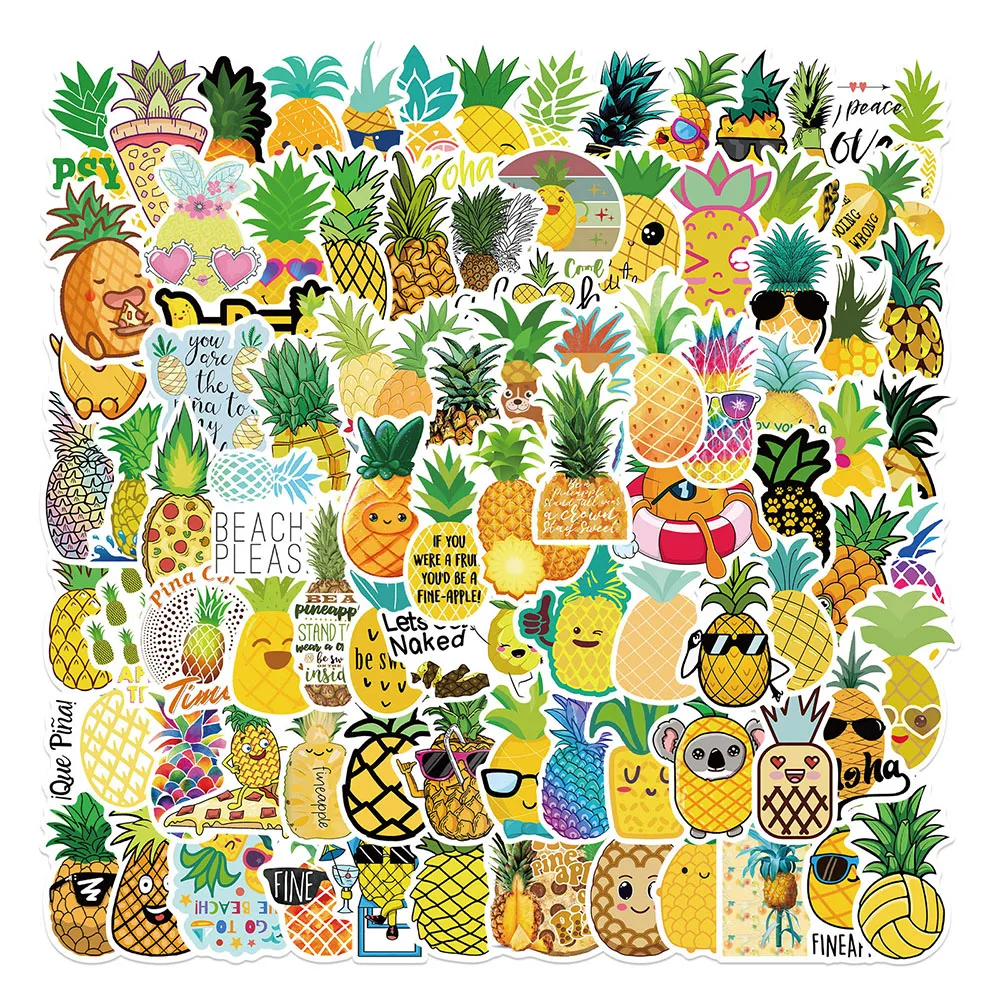 10/30/50/100PCS Cute Fruit Pineapple Cartoon Stickers DIY Phone Laptop Snowboard Luggage Guitar Waterproof Decal Sticker Kid Toy