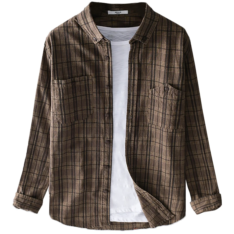 Suehaiwe's Italy brand plaid shirt men long sleeve spring summer shirts for men pure cotton fashion shirt mens chemise camisa
