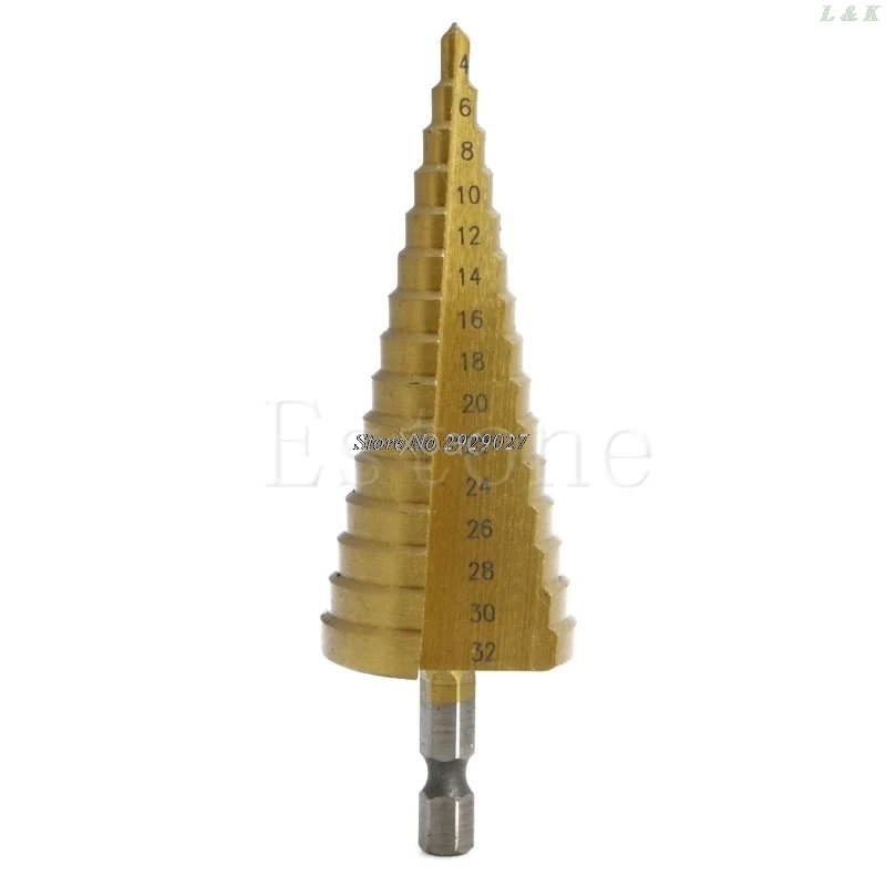 1 pz titanio HSS acciaio passo trapano punta taglierina 4-12mm 4-20mm 4-32mm M03 dropship