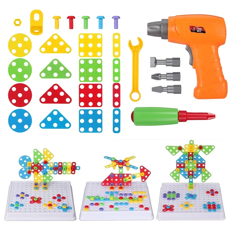 DIY Creative Puzzle Toys For Children Boys Drill Screw Disassembly Accessories Game Toy Kids Mosaic Puzzle Toys Educational Toys