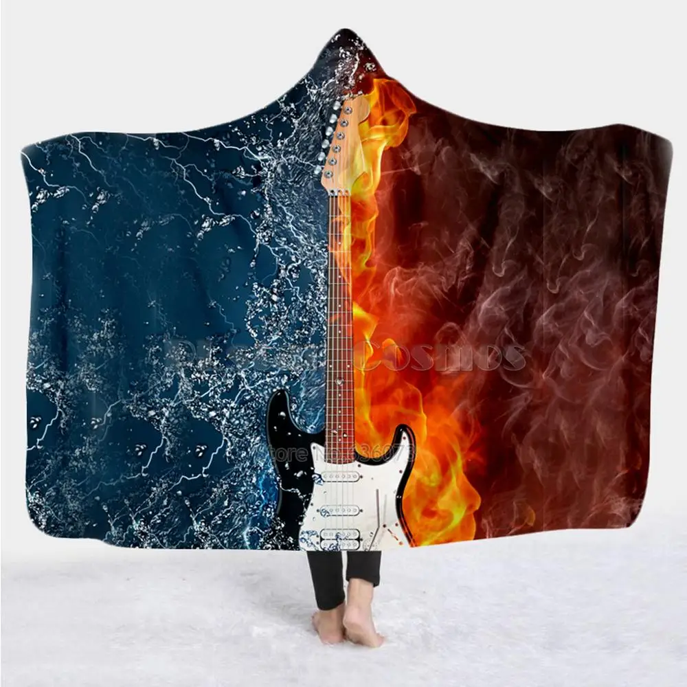 

Violin Guitar art Musical instrument Blanket Hooded Blanket 3D full print Wearable Blanket Adults men women Blanket style-3