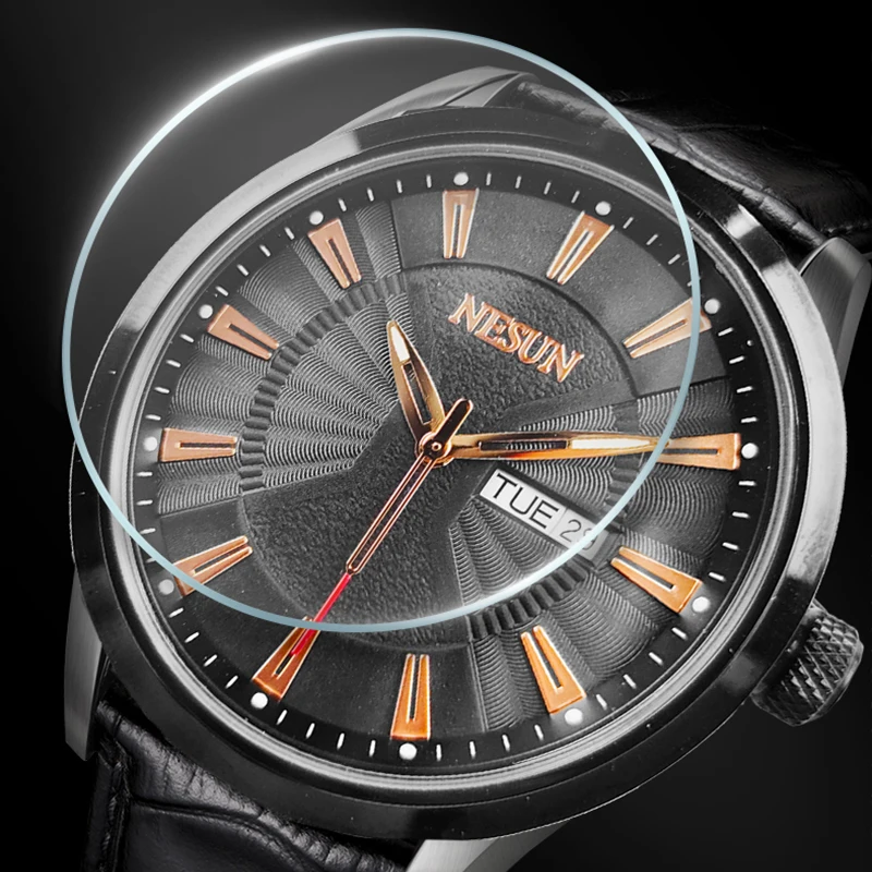 سويسرا العلامة التجارية الفاخرة NESUN اليابان استيراد ميوتا حركة الكوارتز ساعات رجالية 30 متر مقاوم للماء ساعة جلد طبيعي N7055 #3