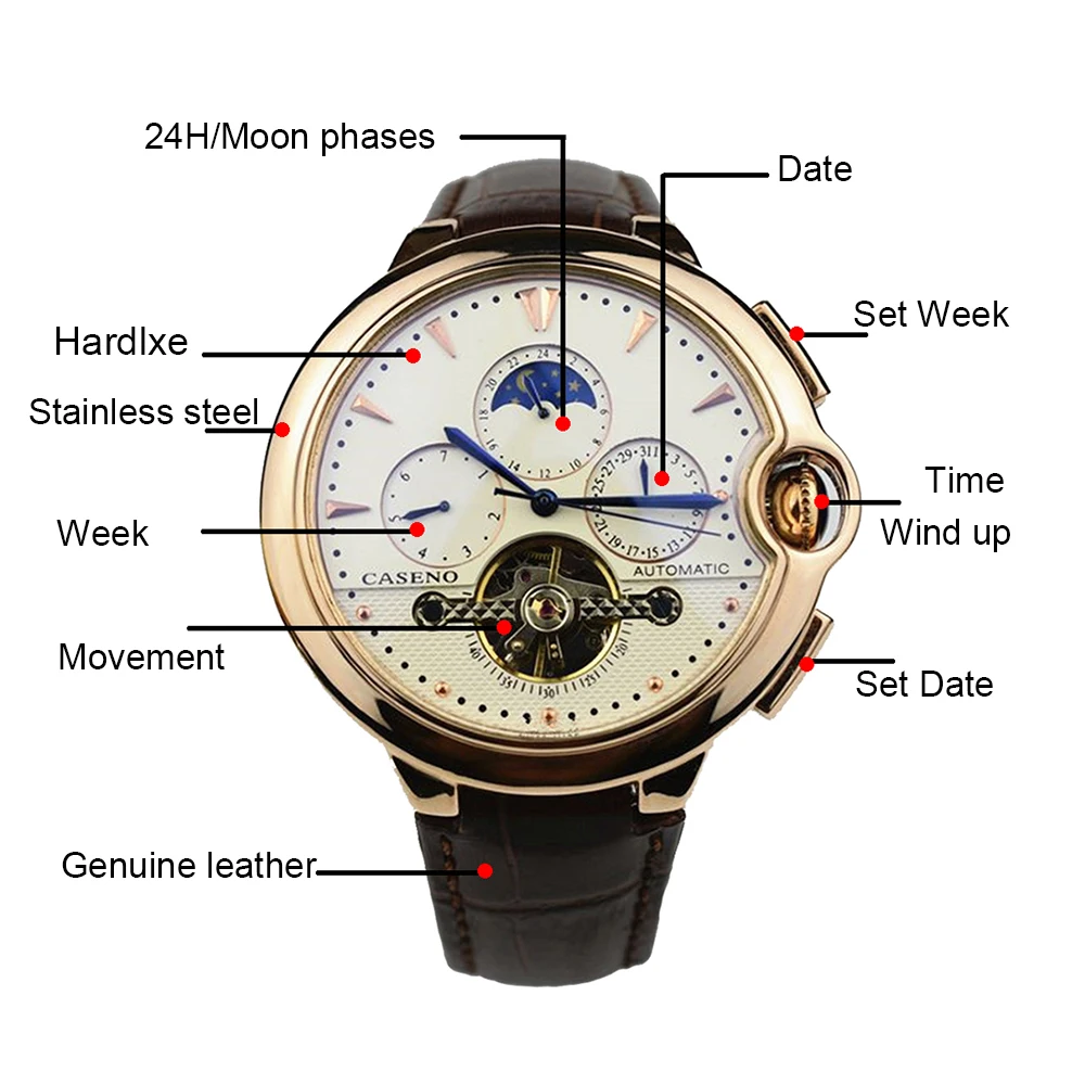 Mechanical Wristwatches Men Automatic Stainless Steel Watch Top Brand Luxury Watches Mens Sport Reloj de hombres CASENO New 2020