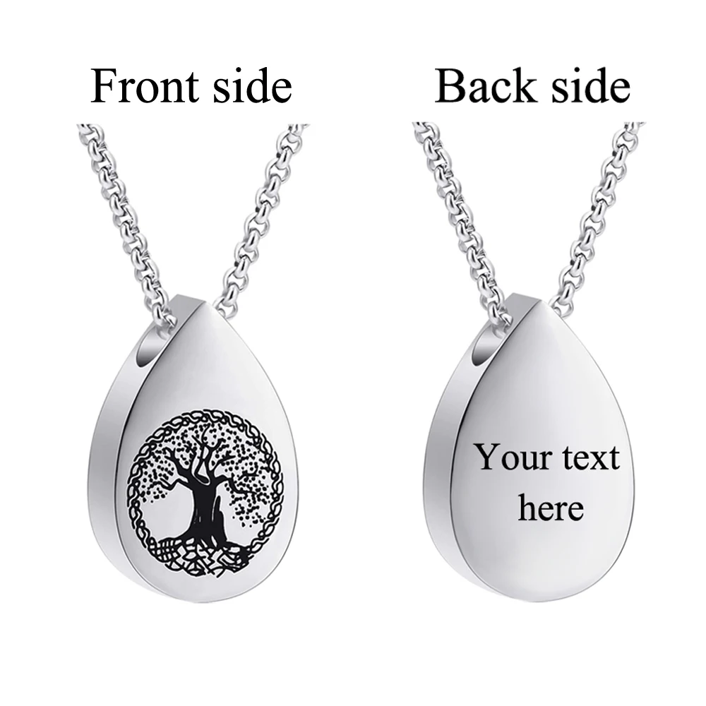 Life Of Tree Teardrop Stainless Steel Keepsake Ashes Necklace Urn Pendant  Cremation Memorial Locket Jewelry