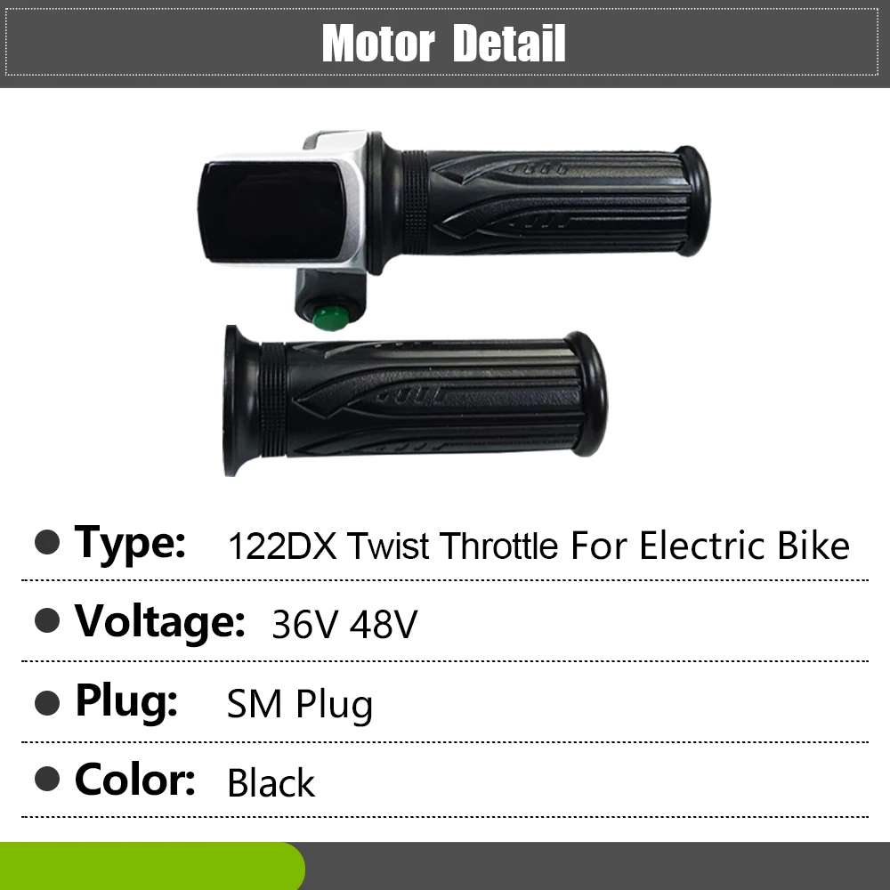 WUXING 122DX 36V 48V Twist Throttle SM Plug With Power Indicator And Power Lock For Electric Bicycle Conversion Accessories