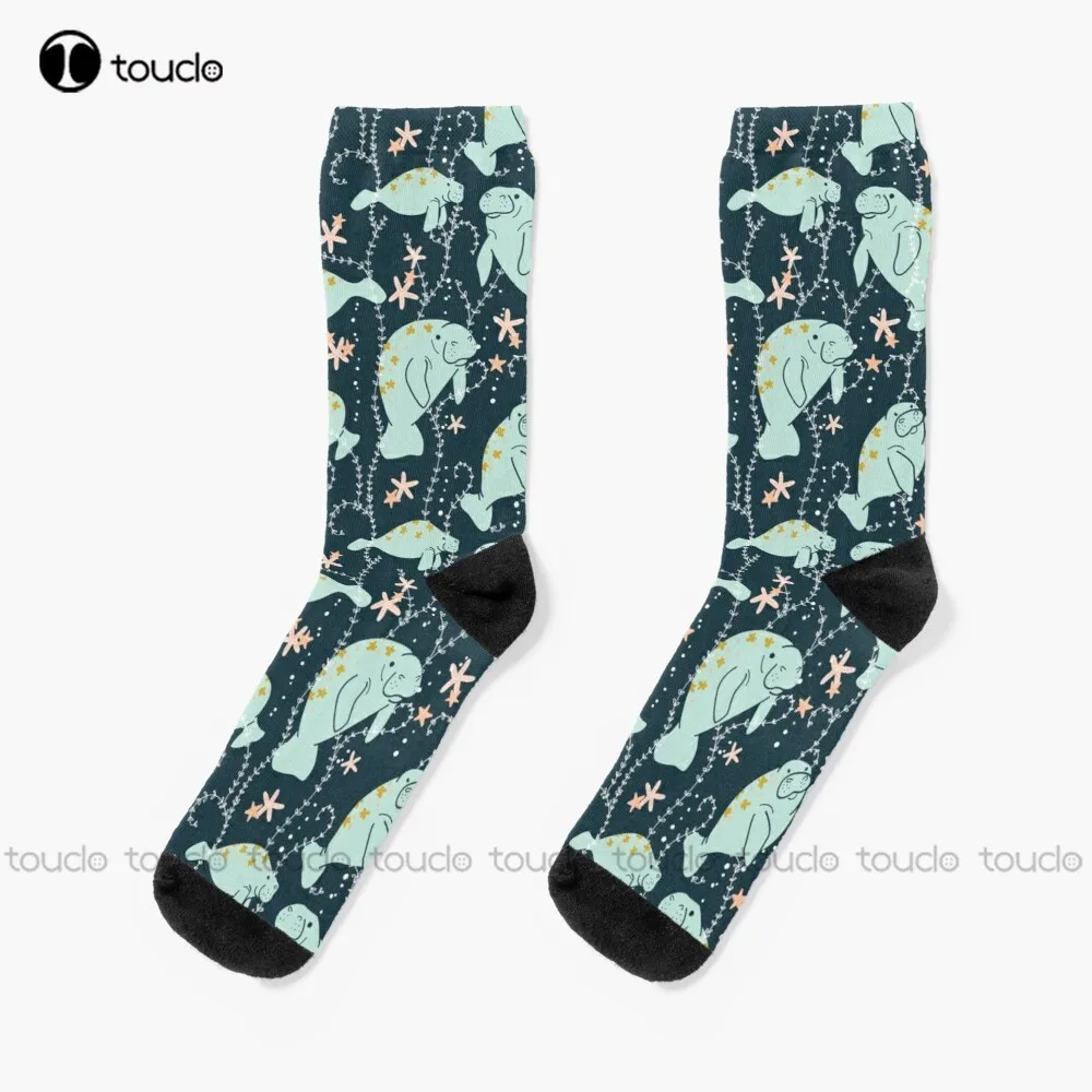 New Oh The Hue-Manatee: Teal Socks Yellow Socks Personalized Custom Unisex Adult Socks Popularity Gifts