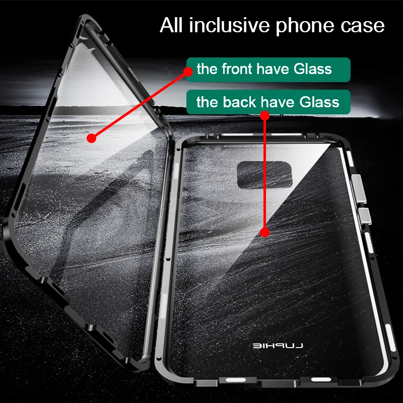 360 Magnetic Metal Case For Huawei P30 P20 Pro lite Mate 20 Pro 20X Case Double Glass Honor 10 8X Max 9x Nova 3 3i 3E 4 4E Cover