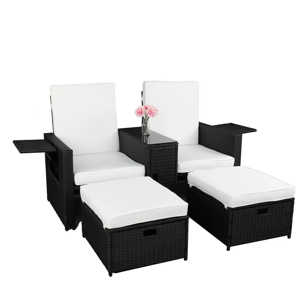 Liebhaber Sofa Fünf-Stück Set-2 (2/2) Vier-Draht Schwarz Terrasse Möbel Set Outdoor Möbel Set