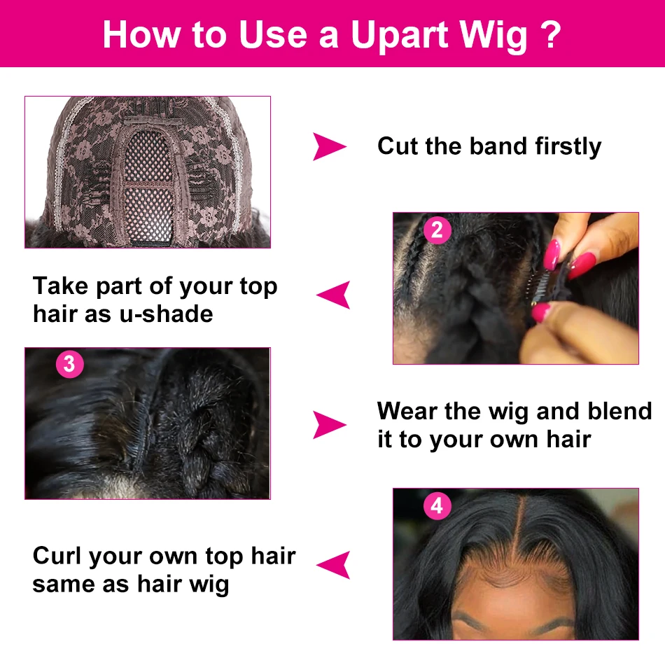 UNice rambut gelombang tubuh U bagian Wig / V bagian Wig 100% rambut manusia Wig tanpa lem Mini meninggalkan renda v-bagian Wig seperti menjahit dalam campuran mudah