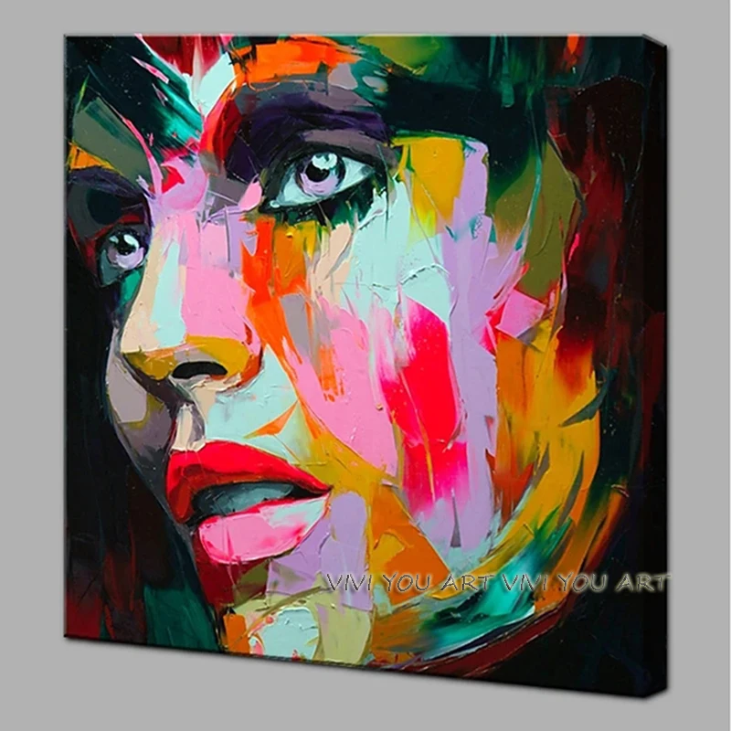 

Nielly Francoise ArtWork Hand-painted Oil painting Wall Moonlight Face Art Home Decoration Modern Women Oil Painting on Canvas