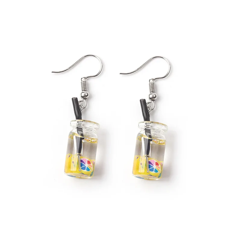 Fashionable Cute Milk Tea Fruit acrylic Earrings Sterling Women\'s Summer Sweet Earrings Wholesale