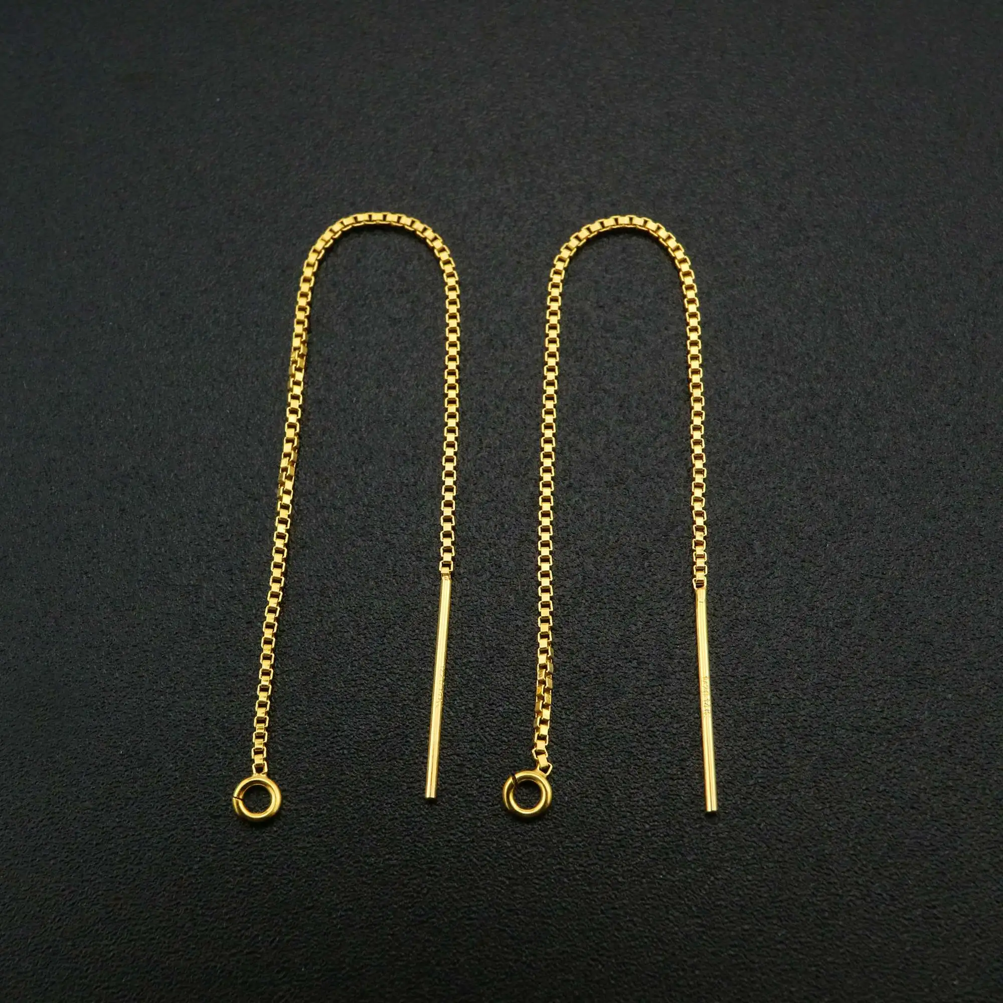 

1Pair 14K Gold Filled Box Chain Wire Earrings with Open Loop DIY Supplies Findings for Beads 0.8MM Thick 80MM Long 1705069