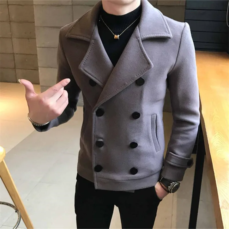 2021 inverno nuovo cappotto in lana tinta unita da uomo giacca a vento da uomo corto di alta qualità Casual Slim Fit cappotto addensare giacche da uomo calde