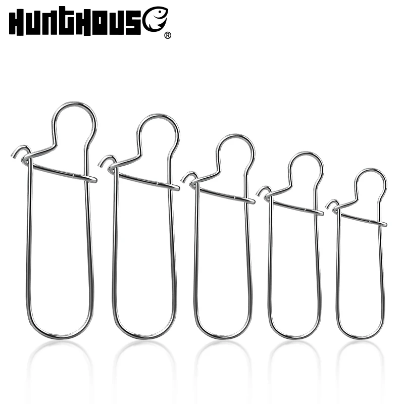 

Hunthouse Fishing Hook Connector Stainless Steel Hook Fast Clip Lock Snap Swivel Solid Rings Safety Snaps Fishing accessories