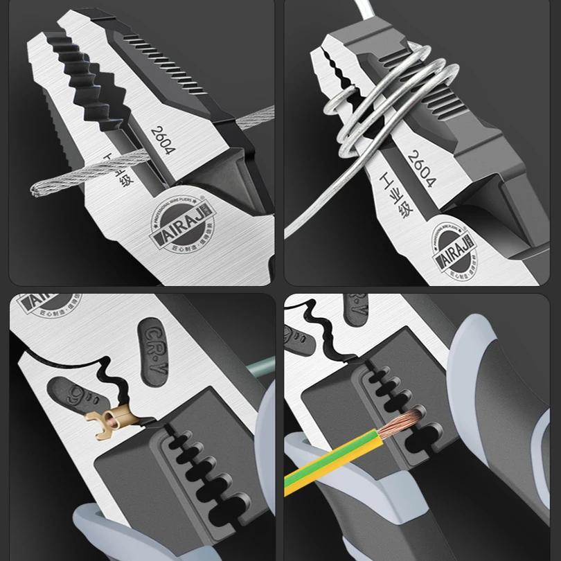 AIRAJ-Alicate Multifuncional Heavy Duty, Alicate Combinado, Cortador de Fios, Alicate Diagonal, Decapador, Ferramentas Manuais, 9"