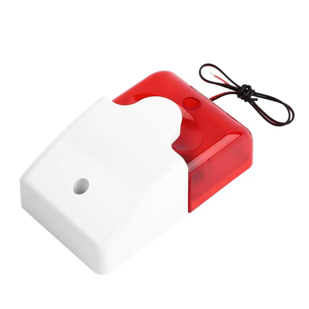Durable 9-12V Mini Indoor Wired Strobe Siren with Red light Siren Flash Sound Home Security Alarm Strobe System 110dB Hot Sale