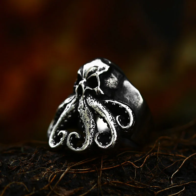 BEIER Stainless Steel Antique Fashion Men Rings Skull Octopus Gemstone Animal Retro Punk Gothic Biker Jewelry Wholesale