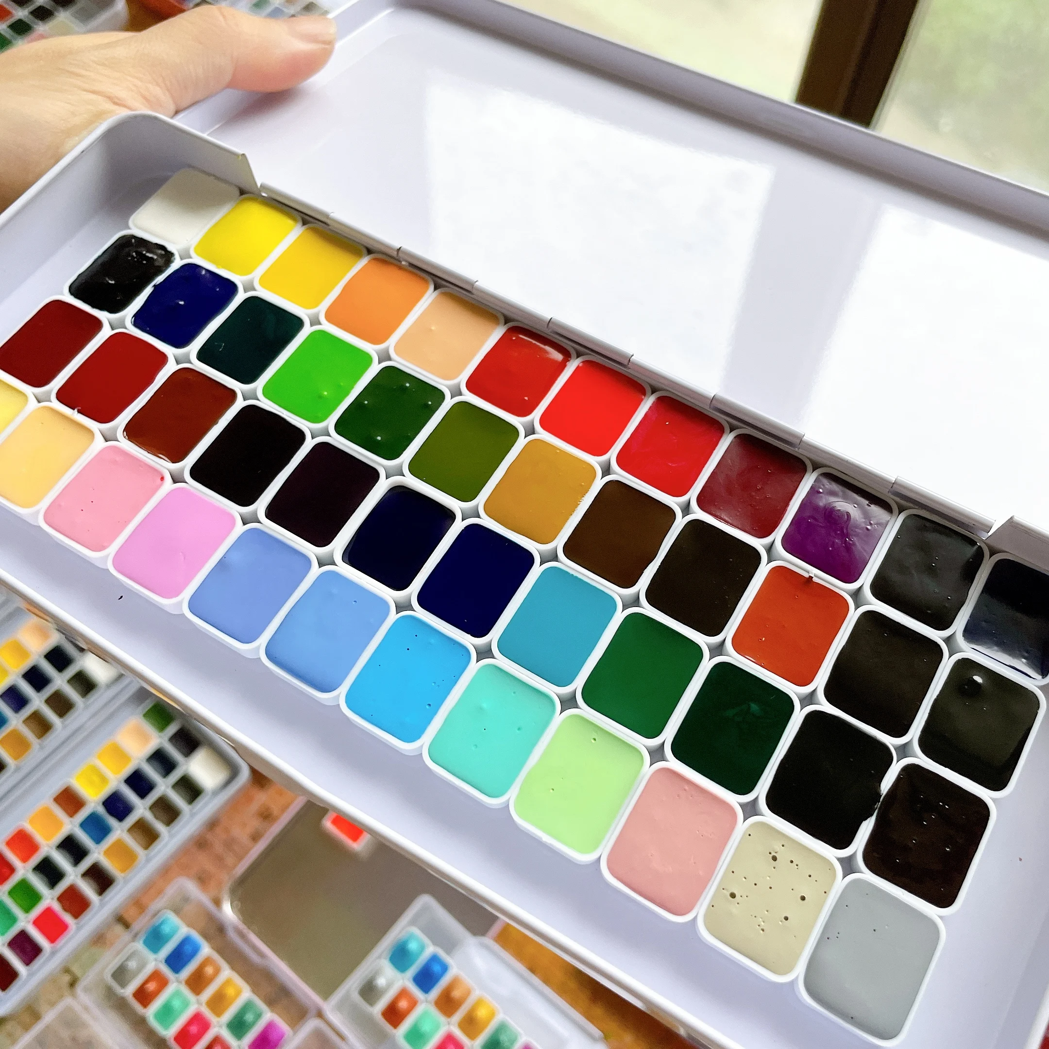 

German Schmincke Academy watercolor paint 48 color distribution 0.5ml/1ML/2ML tin box acuarelas painting art supplies