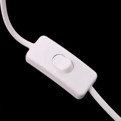 1.8M EU Plug Switch line Cable On Off Power Cord For LED Lamp with Button Switch Light Switching White Wire Extension