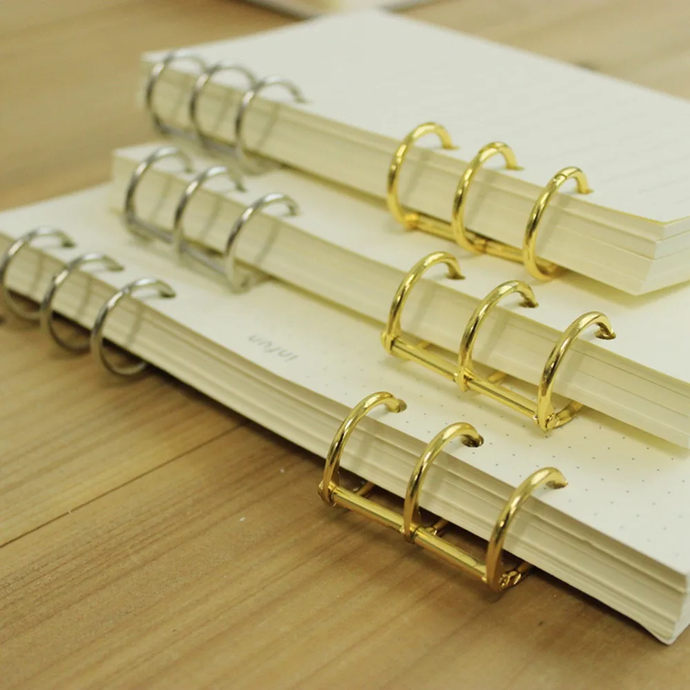 3-Ring gold silver loose-leaf Metal Split Hinged Rings Scrapbooking Binder Album Calendar Notebook Loose Practical Leaf Binder