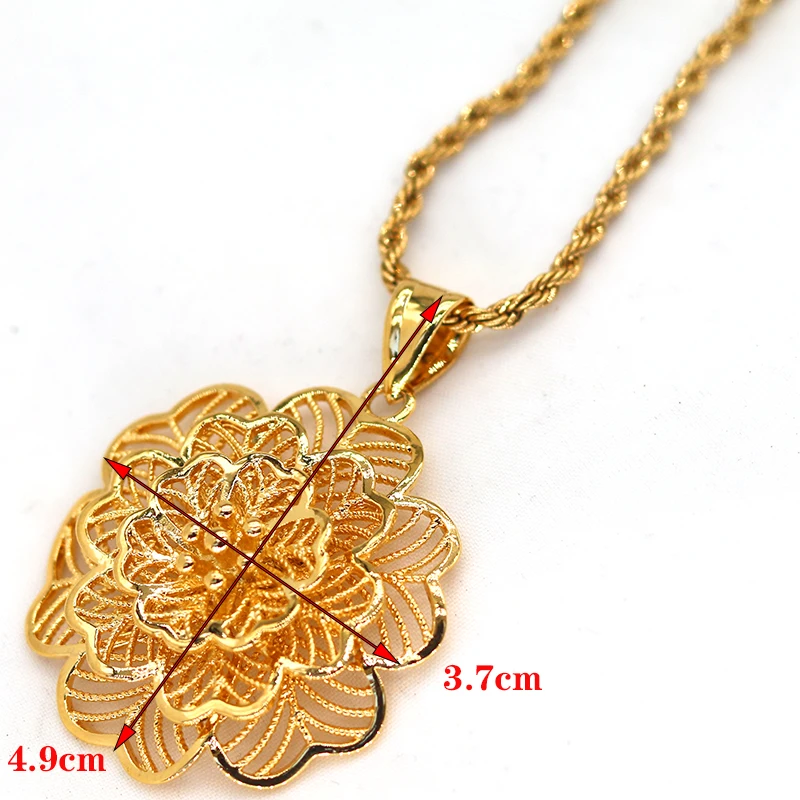 Flower Pendant Necklace Wedding Bridal Jewelry Accessories African Gold Color Necklaces for Women  Collier Choker Brithday Gifts