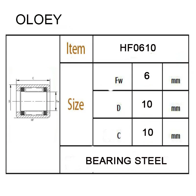 HF0610 6x10x10 mm One Way Clutch Miniature Roller Needle Bearing With Corrosion Resistance And High Quality