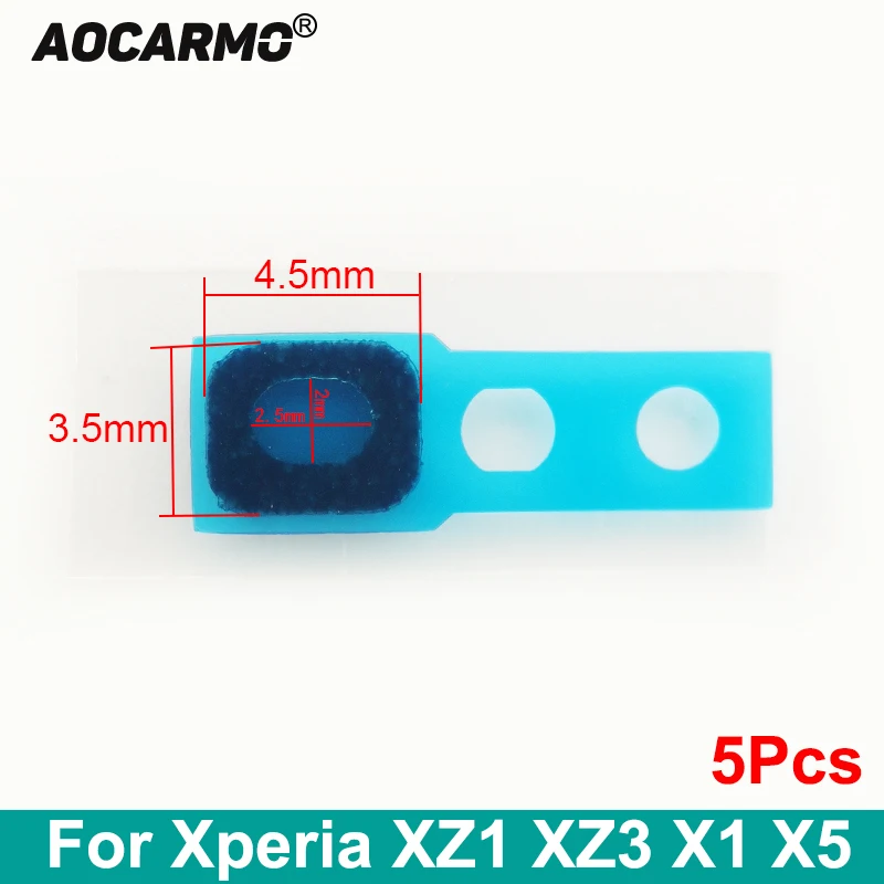 Aocarmo 5 sztuk/partia Górna i Dolna Siatka Mikrofonowa Wodoodporna Membrana Samoprzylepna 4.5x3.5mm Do Sony Xperia 1/5 X1 X5 XZ1 XZ3