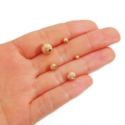 10 Pcs Brass Watermelon Round Bead Line Carved Spacer Beads Findings DIY Making For Jewelry Necklace Bracelet Accessories