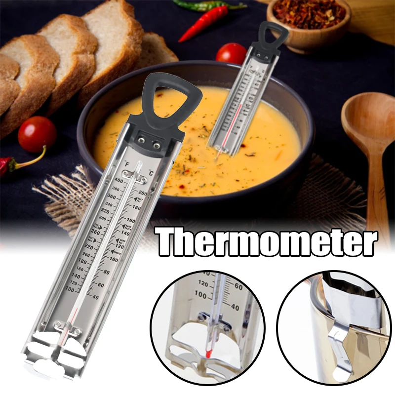 

Stainless Steel Candy Thermometer for Deep Fry Food Cooking with Hanging Hook & Pot Clip Cooking Thermometer Quick Read BJStore