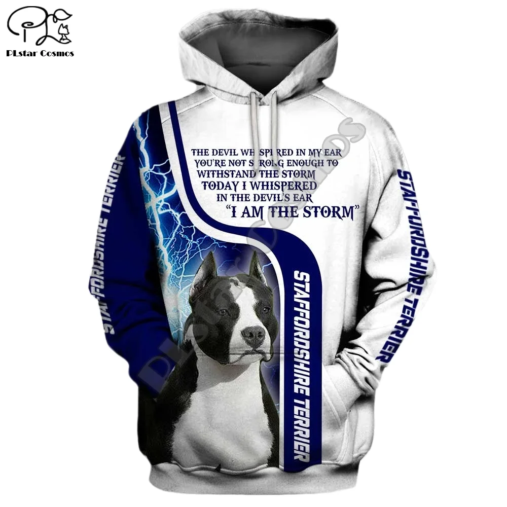 

Mens Staffordshire terriers Dogs 3d print hoodies autumn long sleeve Sweatshirts women pullover tracksuit hood hoody outwear