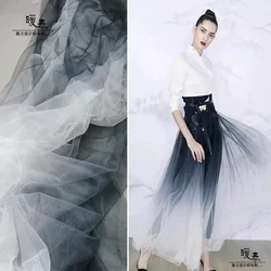 Mesh Tulle Fabric Black White Gradient DIY Background Decor Scarf Veil Fluffy Skirt Wedding Dress Designer Fabric