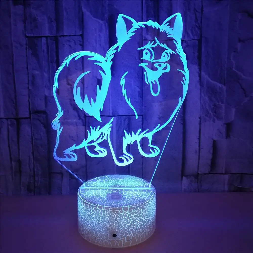 Dog 3d Night Lamp Crack Colorful Touch Remote Night Light Control Gift Usb Home Atmosphere Animal 3d Table Lamp