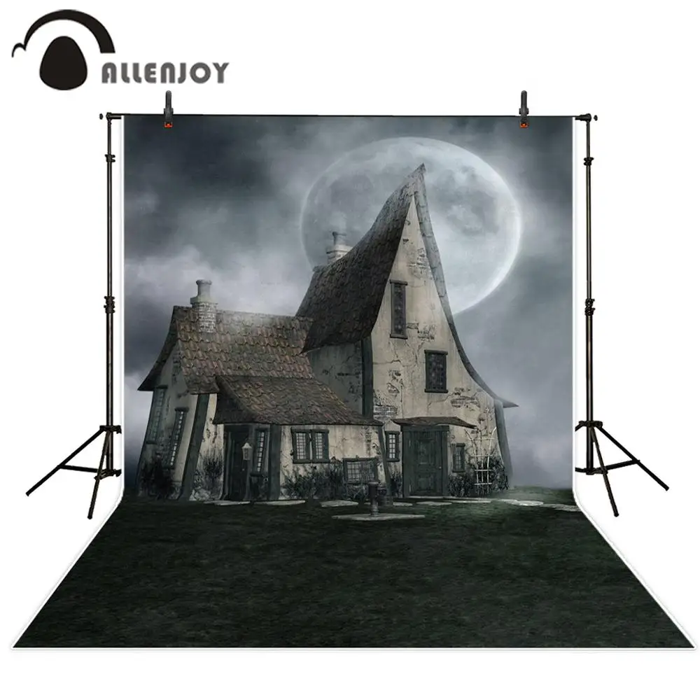 Allenjoy Halloween photo studio backdrop Horror night Abandoned Haunted house big moon photography background photobooth