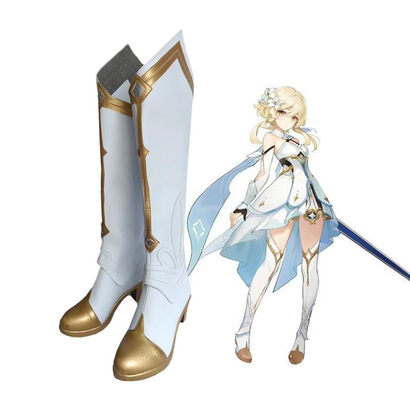 Novo jogo genshin impact player versão original cosplay sapatos traveler lumine botas extravagantes feito sob encomenda