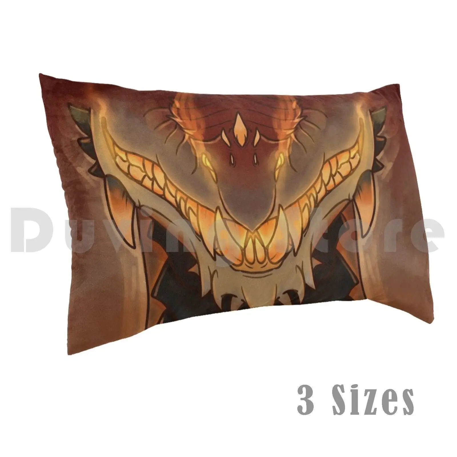 Glowing Mouth Dragon Pillow Case DIY 50*70 Mouth Brown Snarl Fantasy Teeth Dragon