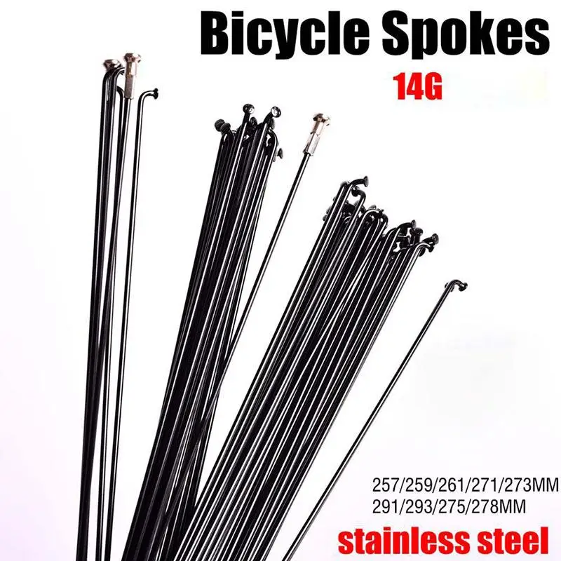 Stainless Steel Bicycle Spokes, Mountain and Road Bike, 304 Steel, 14G, High-Strength, 291/293mm, with Nipper