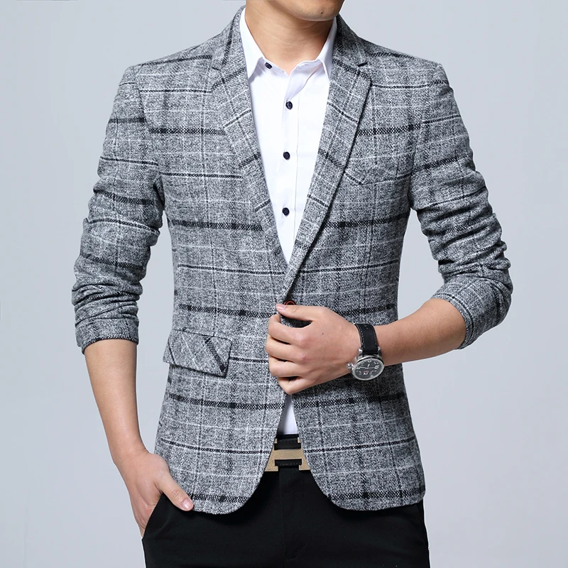 Nowe męskie blezery Slim Fit Garnitury dla mężczyzn Biznesowa formalna marynarka Męskie marynarki ślubne Męska moda Męska marynarka w kratę
