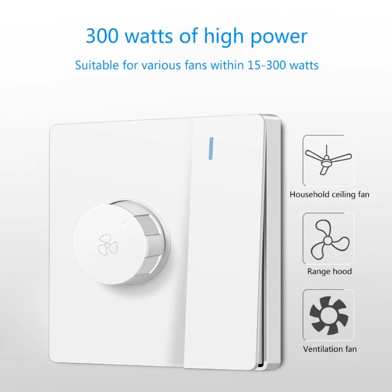 220V Universal Adjustment Ceiling Fan Speed Control Wall Button Dimmer Stepless Gears Fan Speed Adjuster